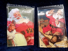 LOT 2 PLAQUES EN METAL COCA COLA PERE NOEL 10x15cm