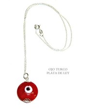 Pendentif Œil Turc Rouge 20 MM + Chaîne Argent 925. Protecteur Coffret Cadeau