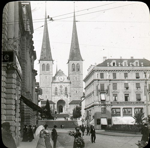 Lucerne place cathédrale 1900 - lucerne,