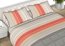 Parure Ensemble Literie Pur Coton Lit Double Modèle Vague Orange Cn