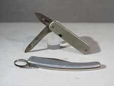 ANCIEN DEUX COUTEAUX DE POCHE MANCHE ALUMINIUM UN NOTE ST JOANIS 