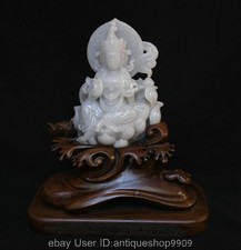 9.2" Natural Jade White Carved