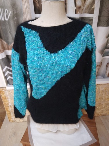 Pull angora noir - angora, vert