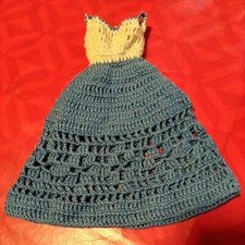 ROBE POUPÉE MANNEQUIN 20CM HAUT. 5,5CM SOUS BRAS CROCHET FAIT MAIN PARFAIT ETAT 