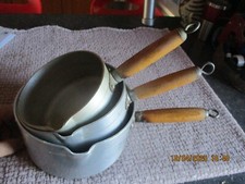 Lot de 3 : Casserole en Aluminium Manche Bois idéale pot plantes cactus : -20%