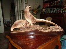 SCULPTURE CERAMIQUE COUPLE DE FAISANS GRANDE TAILLE  64 36 13