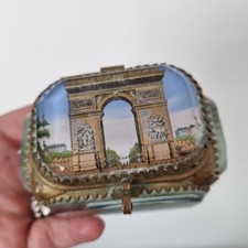 BOITE COFFRET Arc De Triomphe Paris Fixé Sous Verre Fin XIXè Victorian Jewel Box