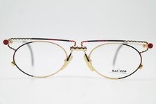 Lunettes Vintage BAJAZZO GINA Or Noir Rouge Ovale Monture