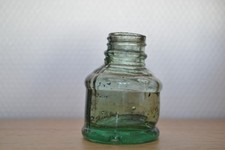 Très ancien flacon, fiole, bouteille à encre, encrier (Bulles d'air et défauts)