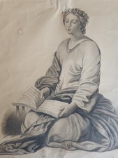 XIXe 1849 Grand Dessin Crayon