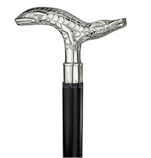 Bâton de marche manche crocodile fait main en laiton style Halloween vintage ...