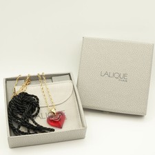LALIQUE Collier Pendentif Cristal Accessoire Mode Coeur Élégant Rouge E707