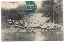 FR59 COUSOLRE Abreuvoir Gerard Croix Moutons Berger Animée RARE