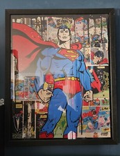 Tableau Superman - acrylics on real comic pages of "Superman" - Exemplaire...