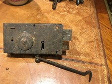 Ancienne grosse serrure de chateau porte portail epok debut XIXe fer forgé 9