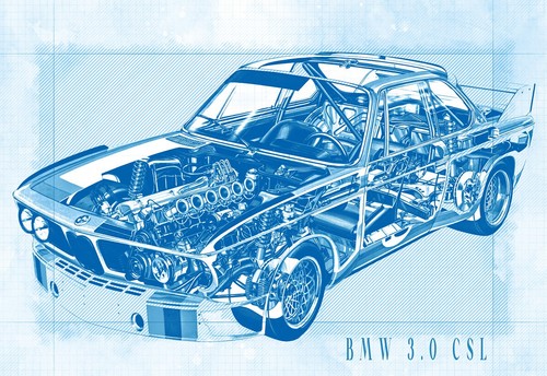Classic bmw csl cutaway - csl,