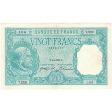 France, 20 Francs, Bayard, 1916-08-04, T.228, AU 53 EPQ, PMG