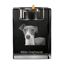 Italien, Italian Lévrier - Porte-Bougie Avec Photo Chien, Teelich