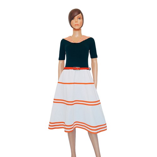 Robe patineuse midi - , blanche