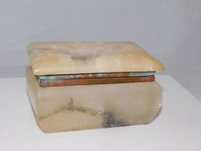 Ural Russe Albâtre Sculpté Pierre à Charnières Housse Boîte à Bijoux