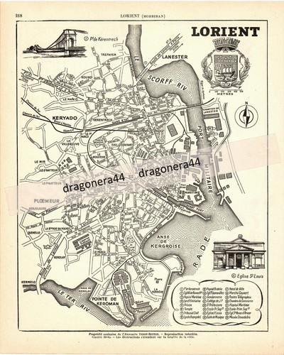 Lorient plan ville ancien - plan, de