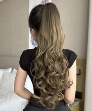 Postiche Synthétique Queue De Cheval Femme Extension Brun Foncé Ondulé A Pince