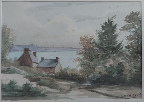 Aquarelle encadrée sous - et,
