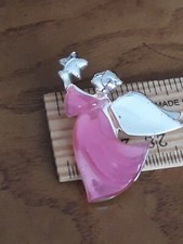 AAi Silvertone/Pink Resin Angel holding a Star Brooch 