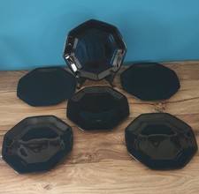 Lot de 6 Assiettes à dessert noires Collection ESSO années 90 vintage