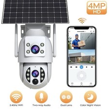 Caméra Surveillance Solaire WiFi 4/6MP Extérieur Double Objectif Vision Nocturne