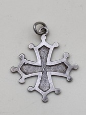 Ancien Pendentif Argent Croix Occitane #A12.5