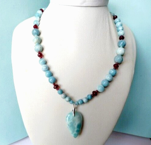 Collier larimar grenat - el,