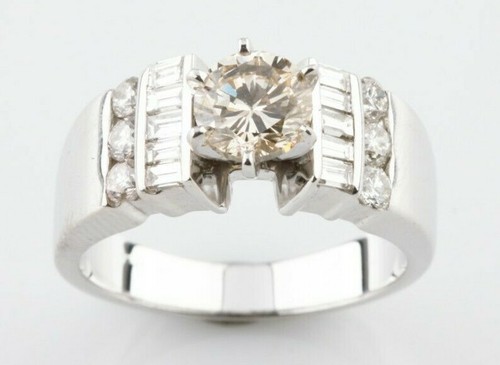 14k blanc rond bague - 14k,