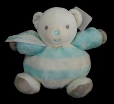 P. DOUDOU BOULE KALOO OURS PATAPOUF AQUA BLANC RAYE BLEU GRIS PETIT 18cm - NEUF
