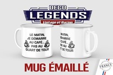 Mug émaillé Café citation, Tasse déco garage drôle mécanique thé cadeau vintage