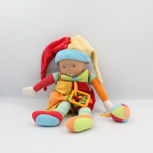 Doudou poupée clown rouge