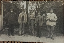 Carte photo employés Chemin de fer de l’État vers 1910 atelier uniforme...