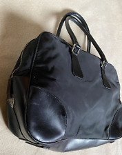 * Prada* grand sac à main en cuir et toile noir vintage bag à saisir