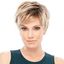 Charmant Cheveux humains Perruques pour femme Cheveux Blonds courte avec Noir...