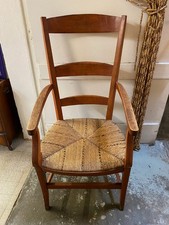 FAUTEUIL PROVENÇAL AVEC ACCOUDOIRS HETRE FONCE ASSISE PAILLE BICOLORE XXEME