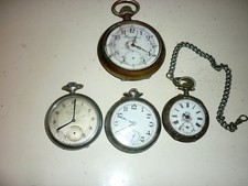 4 Ancienne Montre Gousset pour pièces : Régulateur + "Alpes" argent + Chronomètr