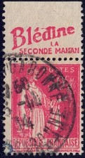 Bande publicitaire BLÉDINE - Publicitimbre oblitéré Paix n°283 au type 2A