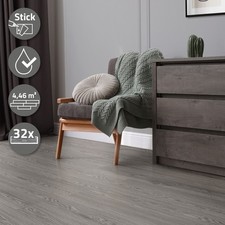 Revêtement de sol PVC lame vinyle adhésif gris aspect chêne 4,46 m² 32 planches