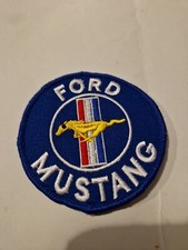 Patch Écusson Thermocollant Brodé Ford Mustang 8 Cm Bleu