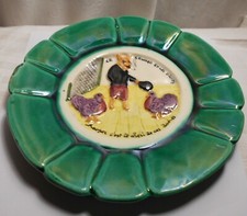 ANCIENNE ASSIETTE EN BARBOTINE ONNAING FABLE LA FONTAINE LE RENARD ET LES DINDES