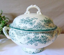 SOUPIERE FAIENCE BORDEAUX BERTRAND DECOR ANGLAIS TERRE DE FER