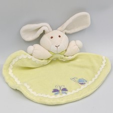 Doudou plat lapin blanc vert papillons MAXITA - 36575