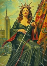 Photo A4 Reine allégorique en robe verte – couronne rayonnante - B00355