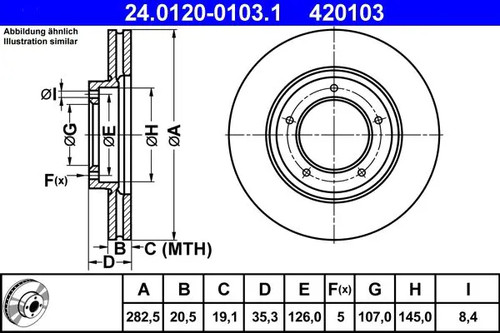 Disque frein ventilé - 2x, de