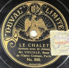 Vieuille : Le chalet / Galathe RARE DISQUE 78 RPM DUVAL LIMITED 800/805